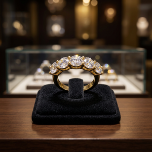 Bague de fiançailles demi-éternité classique en or 14K plaqué rhodium avec diamant solitaire de 4 carats taille brillant, cultivé en laboratoire, pour mariage et cadeau - Product Image 4