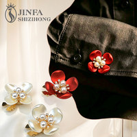 Couvre-boutons à fleurs en imitation perle Offre Spéciale JFRB245 pour femmes chemise chemisier manches boutons de manchette à clipser sur bouton accessoire décor