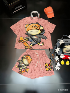 Conjuntos de Mujer de Algodón 100% con Diseño de Dibujos Animados Populares, Pedrería Brillante, Dos Piezas, Talla Grande, OC981 - Product Image 6