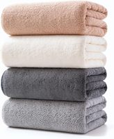 Serviettes de bain en microfibre de velours corail pour adultes, vente en gros d'usine, couleur unie classique, épaisses, douces, très absorbantes, séchage rapide