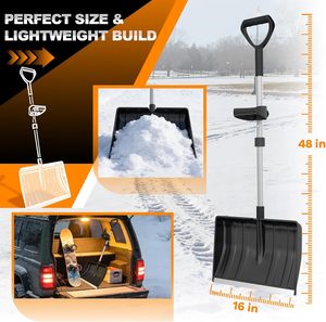 Leichte Schneeschaufel 48 Zoll Ergonomischer D-Griff, Großes Schaufelfeld für Einfahrt, Gehweg, Auto & Camping - Product Image 5