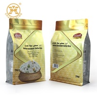 Sac d'emballage pour riz Basmati en plastique à fond plat haute barrière, impression personnalisée, avec fermeture éclair et poignée, pour 1kg, 2kg, 5kg, 10kg