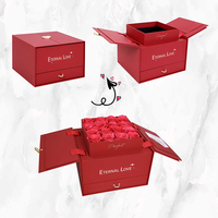 Luxe saint valentin amour boîte à fleurs créatif rose Double porte boîtes bouquet arrangement deux couches boîte-cadeau pour fleuristes
