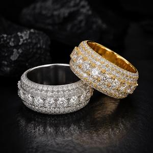 Hip Hop Iced 925 Silver Gold Plated VVS Moissanite GRA Rapper Dazzling Sparkly Eternity Band <b>Ring</b> <b>Men</b> Luxury - Product Image 4