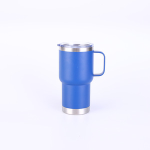 Gobelet isotherme de voyage en acier inoxydable à double paroi de 20 oz avec poignée, revêtement en poudre et logo personnalisé, tasses à café d'extérieur avec couvercle - Product Image 4