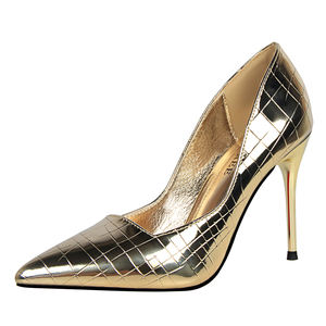 Chaussures à talons fins rétro 1570-1, talons hauts, bout pointu, finition <span class=keywords><strong>miroir</strong></span> à grain de pierre métallique, escarpins amincissants pour club - Product Image 4