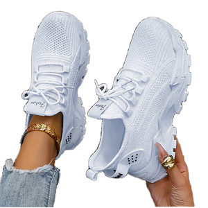 Women's Large Size 43 Breathable Sneakers Lightweight <b>Soft</b> <b>Sole</b> High-Heel <b>Shoes</b> Shallow Mouth Lace-up New Walking Style - Product Image 1