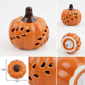 Linterna de Calabaza LED de Cerámica Directa de Fábrica, Venta al por Mayor, Luz de Calabaza Personalizada para Halloween, Regalos de Cosecha de Otoño, Decoración del Hogar - Product Image 2