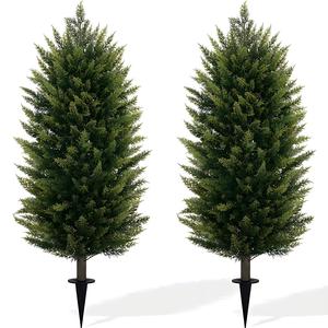 Decoración de boda, árboles de ciprés artificiales, ciprés <span class=keywords><strong>italiano</strong></span> artificial, plantas artificiales redondas resistentes para interiores y exteriores, maceta de metal. - Product Image 2