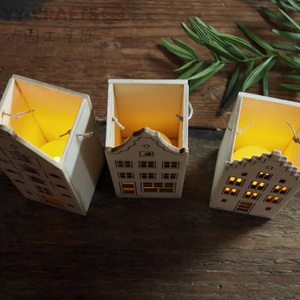 Mini Casa de Madera Navideña Natural, Decoración Cortada con Láser, con Luz LED, Casa de Madera Estilo Amsterdam para Decoración Navideña - Product Image 6