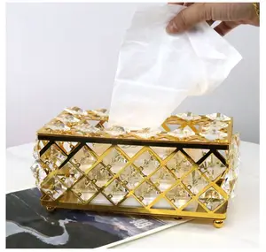 Qian Hu Europese Stijl Crystal Rhinestones Tissue Box Prullenbak Voor Home Decoratie