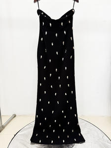 A11500 Blazer court élégant et luxueux orné de perles, ensemble robe en tricot pour femme, tenue de soirée formelle, avec strass - Product Image 5