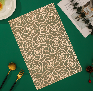 Neue Produkte Metallic runde PVC Tischset hohle PVC Tisch matte Bast Metallic Gold Tisch matte - Product Image 6