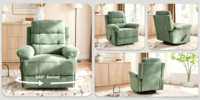 Canapé inclinable massant extensible en bois moderne avec fauteuil pivotant en tissu pour adultes