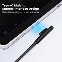 Câble de charge magnétique USB-C Type C mâle Yoosure 45W à charge rapide compatible avec Microsoft Surface Pro 7/6/5/4/3 Go/Book