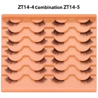 Faux cils 3D en vison synthétique, 14 paires, style œil de chat du Moyen-Orient, bande transparente, emballage personnalisé, plateau orange, marque privée