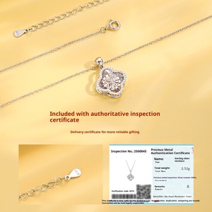 Şanslı dört yapraklı yonca S925 gümüş platin kaplama zirkon Trendy kolye lüks niş High-End rüya <span class=keywords><strong>Catcher</strong></span> kolye - Product Image 4