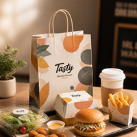 Sac en papier à fond carré pour emporter, en papier kraft écologique, pour café, livraison en gros pour l'emballage alimentaire éco-responsable