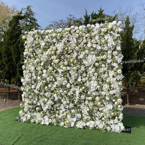 하이 퀄리티 꽃 벽 8*8 피트 롤업 흰색 녹색 꽃 벽 꽃 배경 배열 흰색 난초 - Product Image 3