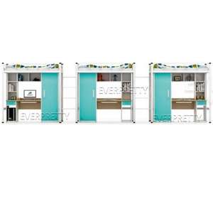 Meubles de dortoir universitaire, ensemble de lit Loft Triple en métal avec grands escaliers - Product Image 2