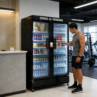 Distributeur automatique Qingo OEM direct usine, écran tactile DIY, surveillance à distance, distribution de snacks et boissons, capacité 495 bouteilles