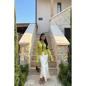 Chemise en satin vert olive Gredel de haute qualité Chemise en soie pour femmes Style décontracté à la mode Bouton long pour l'automne été XL XXL - Product Image 2