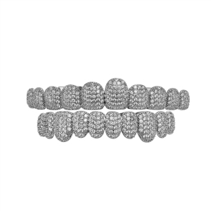 Rejillas Dentales de Latón con Circones Simulados, 10 Piezas para Dientes Superiores e Inferiores, Estilo Punk, para Cosplay y Joyería de Raperos - Product Image 2