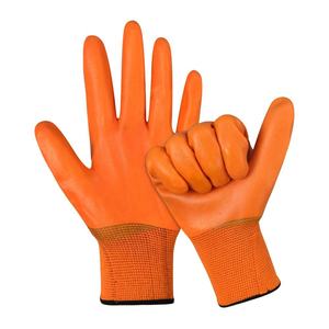 Full <b>PVC</b>-Coated Polyester Safety <b>Gloves</b> Elastic Wrist Waterproof Oil Resistant Slightly Textured For Machinery Construction - Product Image 5