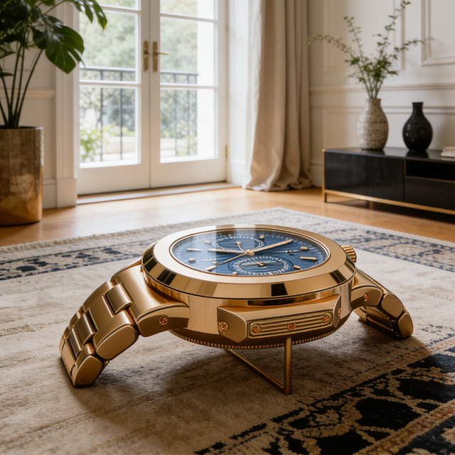 Giant Wristwatch Wrist Watch Styled Fiberglass Coffee Table Gold Plated Creative Art Furniture Unique Luxury Home Decor