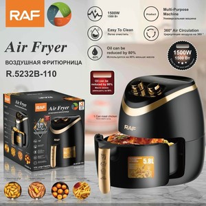 <span class=keywords><strong>Friteuse</strong></span> à air RAF conforme aux normes UE/US, grande capacité 5-6L, usage domestique, multifonction, 1500W, protection contre la surchauffe, nettoyage <span class=keywords><strong>facile</strong></span>, pour tous - Product Image 3