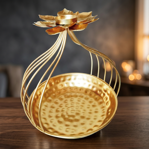 Diseño de flor de loto Soporte de velas de moda Venta caliente Metal de lujo en hierro Chapado en oro Vela Luz de té Portavelas - Product Image 6