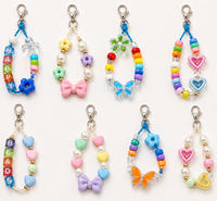 Kit de fabrication de breloques de sac et porte-clés DIY, boîte portable transparente avec perles papillon et fleur, pour sacs à dos, pendentifs de téléphone et loisirs créatifs