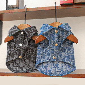 Cute Grizzly Bear Pet Jacquard Denim Jacket Winter Dog <b>Cat</b> Clothing With D <b>Ring</b> For Small Medium Breeds - Product Image 3