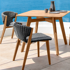 Juego de Comedor de Lujo para Exteriores de Teca con Cuerda Tejida Resistente a la Intemperie, Muebles de Jardín, Mesa y Sillas de Madera para Patio de Hotel - Product Image 3