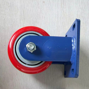 ล้อเลื่อนหมุนได้สีแดงพร้อมแกนเหล็กเคลือบ PU ลูกปืนคู่ ขนาด 4 5 6 8 นิ้ว สำหรับรถเข็นงานหนัก - Product Image 1