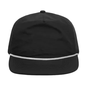 Custom Cool 5 Panel Men Black Sport Hats Fashion Fitted Baseball Cap Blank Nylon White Golf Rope Hat Vintage Snapback Caps