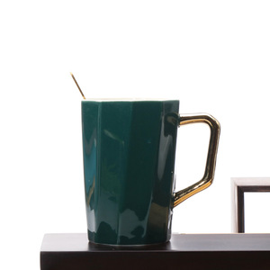 Ceramic <b>Mug</b> With Gold Handle Red And Green Solid Color Wedding Gift Set High Temperature Resistant - Product Image 3