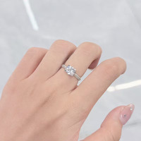 Bague de fiançailles tendance et classique en platine Pt950 avec tête de taureau à 4 griffes et diamant de laboratoire pour femme