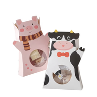 Boîte cadeau à ouverture fenêtre sur le thème des animaux de dessin animé, en carton recyclé de 2 mm, pour emballage de produits de soin, aliments pour bébés et bonbons