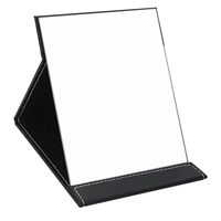 Miroir de maquillage pliable portable ultra-fin rectangulaire en PU avec logo personnalisé CF, pour le camping, la maison et les voyages