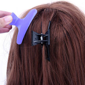 도매 미용 Sectioning 헤어 이발사 살롱 내열성 나비 일반 블랙 플라스틱 발톱 헤어 클립 - Product Image 6