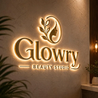 Letrero retroiluminado, letrero de pared con logo, letrero con logo para salón de belleza de uñas, letreros metálicos iluminados, letrero con letras 3D personalizadas para negocios