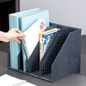 Deli 78996 Four Tier File Rack Plastic Expandable Document Organizer Office Desk Storage Gray File Tray - Product Image 1
