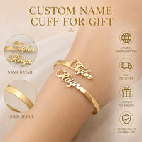 Bracelet manchette personnalisé SongYi avec nom, lettre cursive, bracelet ouvert pour femme, bijou tendance, cadeau personnalisé