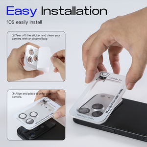 Protection d'objectif d'appareil photo en verre trempé 9H à installation ultra facile pour iPhone 17 Series, film intégré étanche à couverture complète - Product Image 2