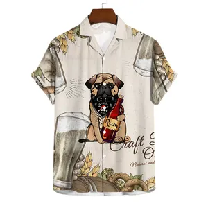 2024 Summer Men's Shirt 3D Printed Animal Print Dog Collection Cute Cartoon Hawaiian Shirt Fashion Oversized Clothing