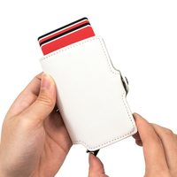 Dompet Kartu Pop Up CASEKEY Warna Hitam Tombol Samping Pink Anti RFID Berbahan Aluminium