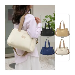 Fashion Casual Large Capacity Women's Canvas Shoulder Tote Bag Crossbody Handbag Multi Pocket Zipper Women's Shopping Bags