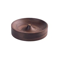Style chinois décor à la maison Yoga méditation encens Base porte-bâton Logo personnalisé noyer noir en bois rond brûleur d'encens plateau