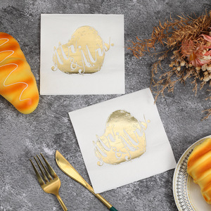 Custom Gold Stamped Napkins 250mm Square Three Layer Printed Wedding Party Paper Napkins - Product Image 1